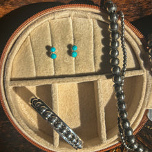 Load image into Gallery viewer, Kingman Turquoise Two Stone Huggies

