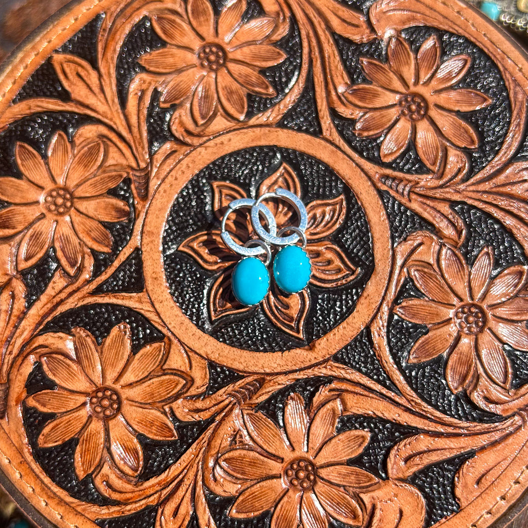 Kingman Turquoise Dangle Huggies