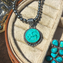 Load image into Gallery viewer, Kingman Turquoise Bucking Horse Pendant
