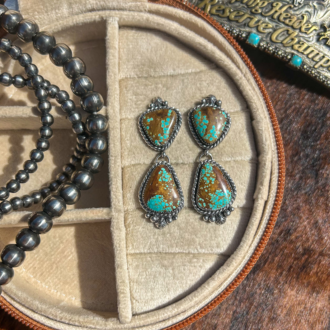 Number 8 Turquoise 2-Stone Dangles