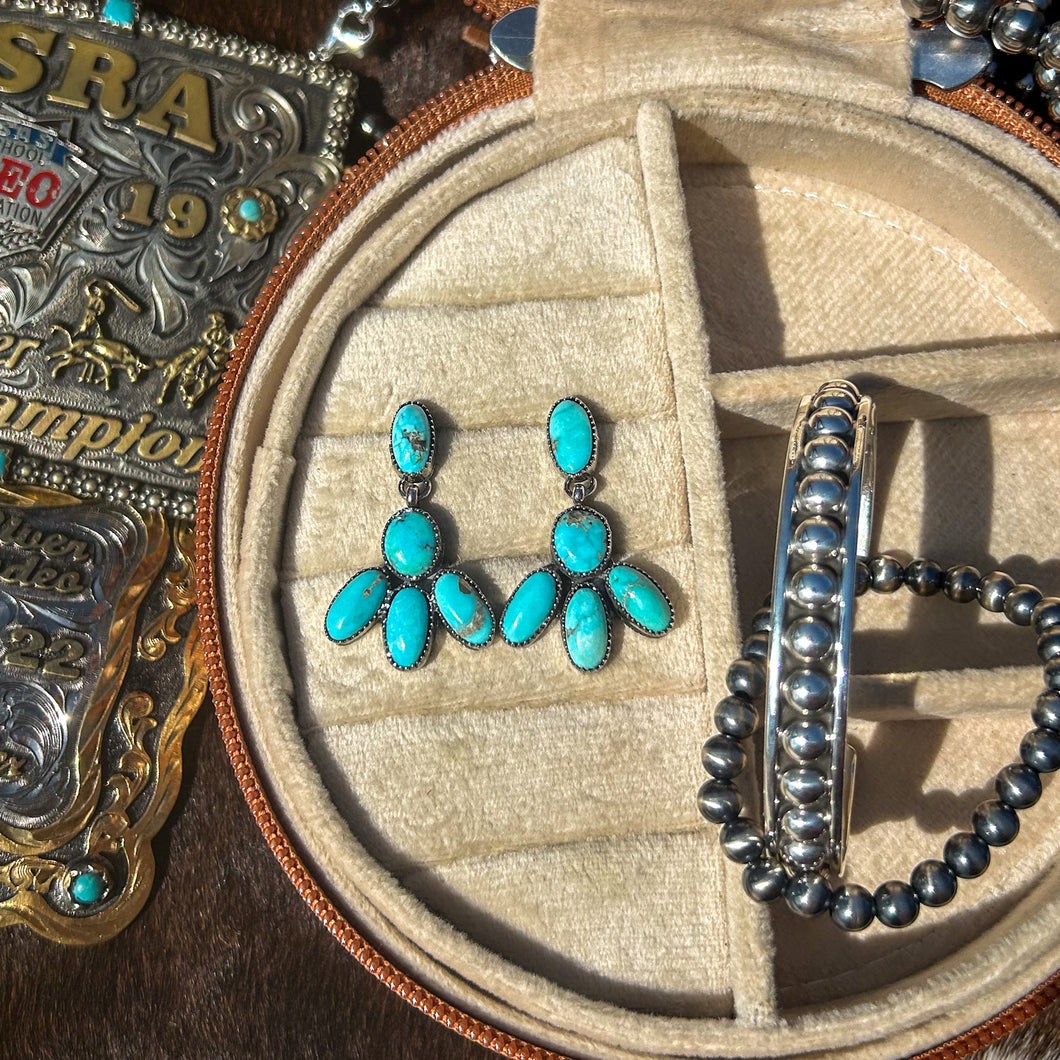 Kingman Turquoise Dangle Cluster Earrings