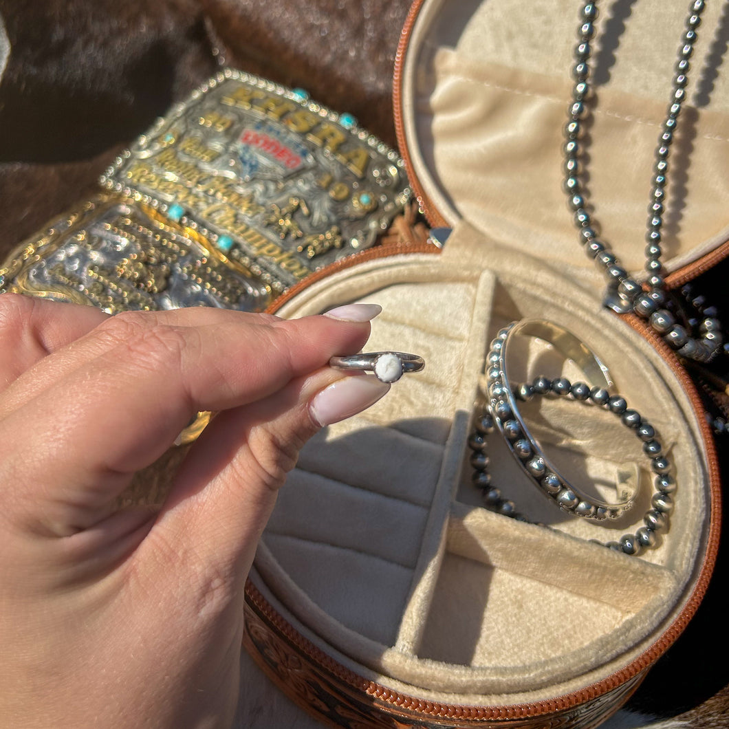 Dainty White Buffalo Ring - Size 8.5