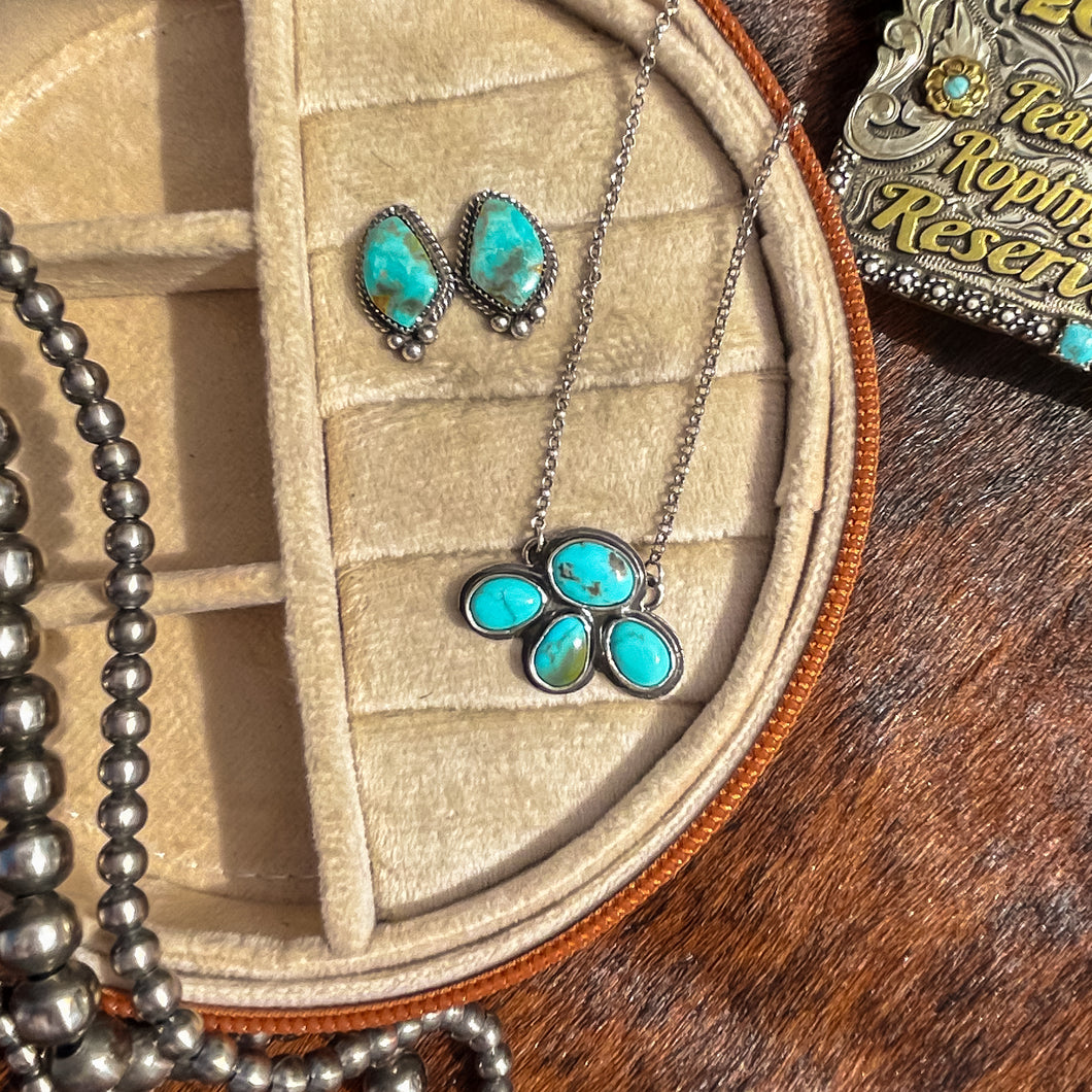 Kingman Turquoise Cluster Necklace