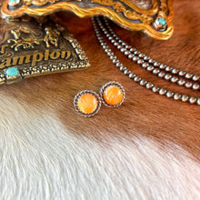 Load image into Gallery viewer, Orange Spiny Oyster Nugget Studs
