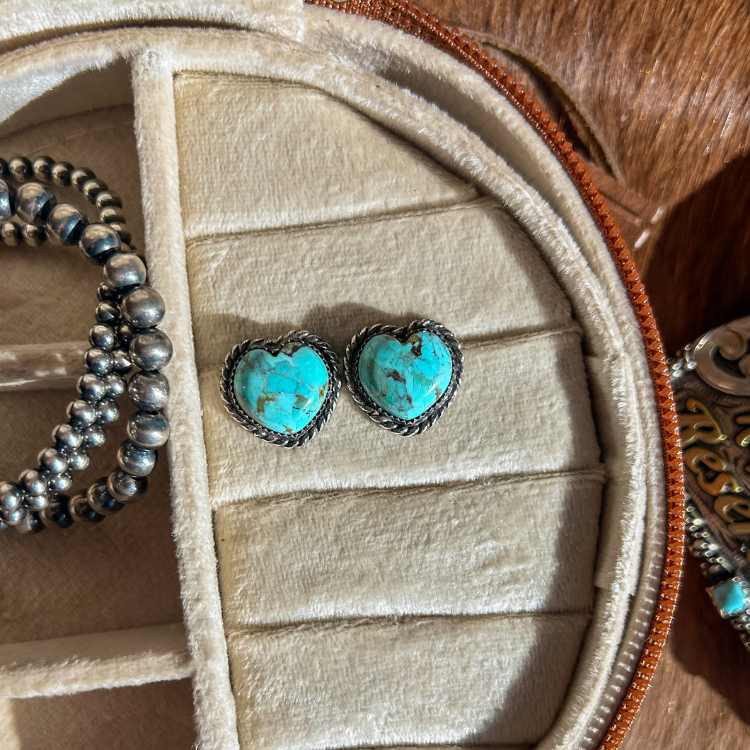 Kingman Turquoise Heart Studs