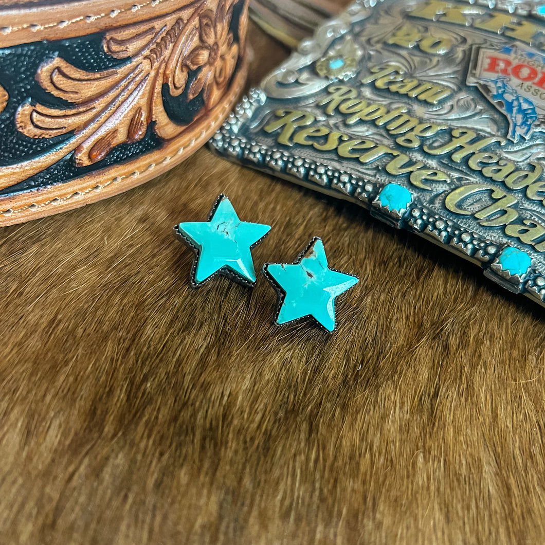 Kingman Turquoise Star Studs