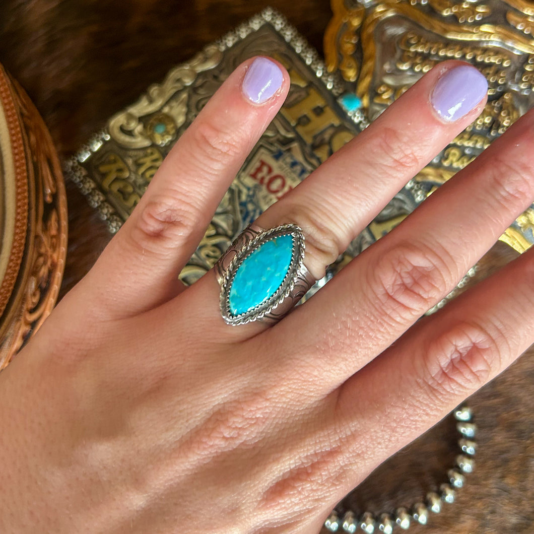 Kingman Turquoise Statement Ring - Size 8