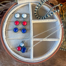 Load image into Gallery viewer, Red, White &amp; Blue 3-Stone Dangles
