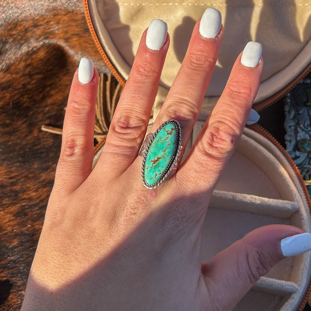 Kingman Turquoise Statement Ring - Size 10.5