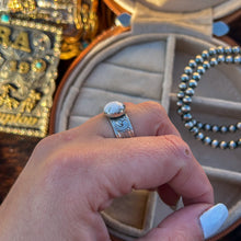 Load image into Gallery viewer, Engraved Band White Buffalo Ring - Size 9
