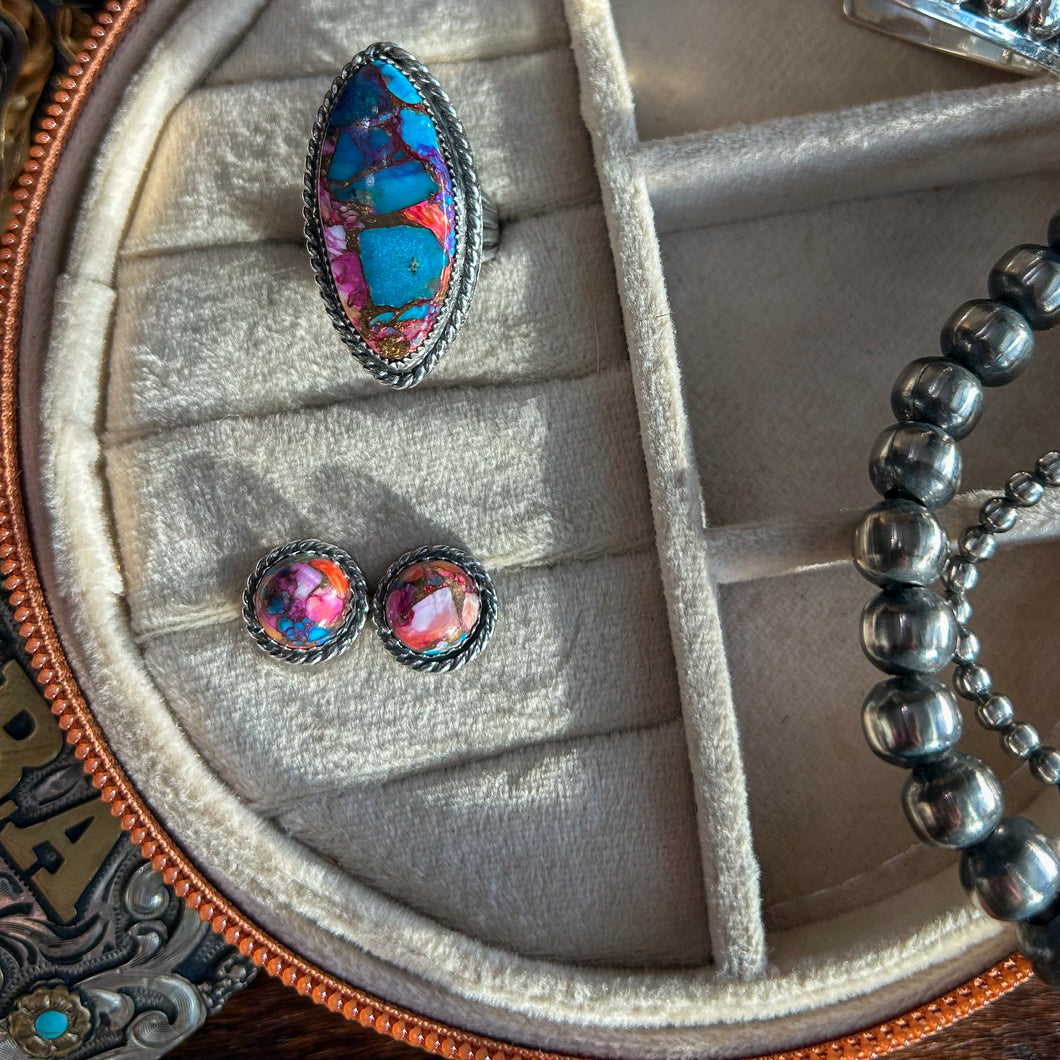 Pink Mohave Turquoise Nugget Studs